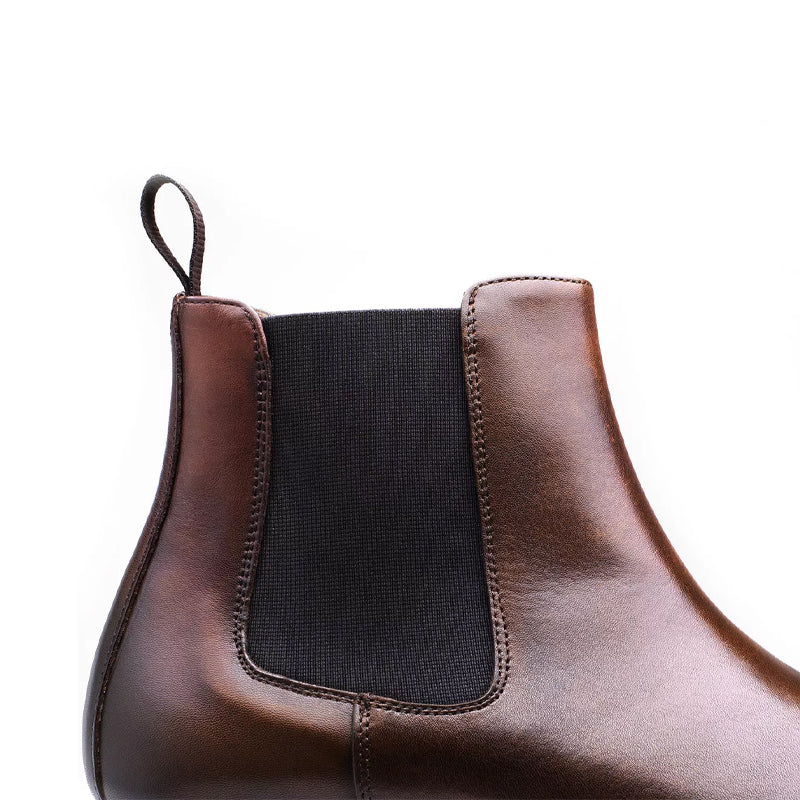 Polished Shiny Leather Chelsea Brown Boot For Men