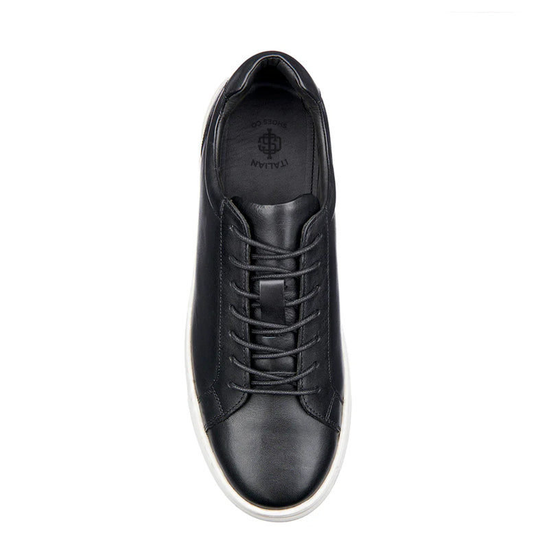 Handmade Leather Lace Up Black Sneaker