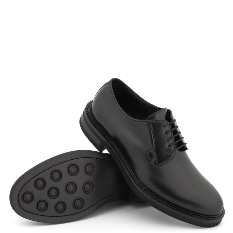 Premium Lace Up Leather Derby Black Shoe