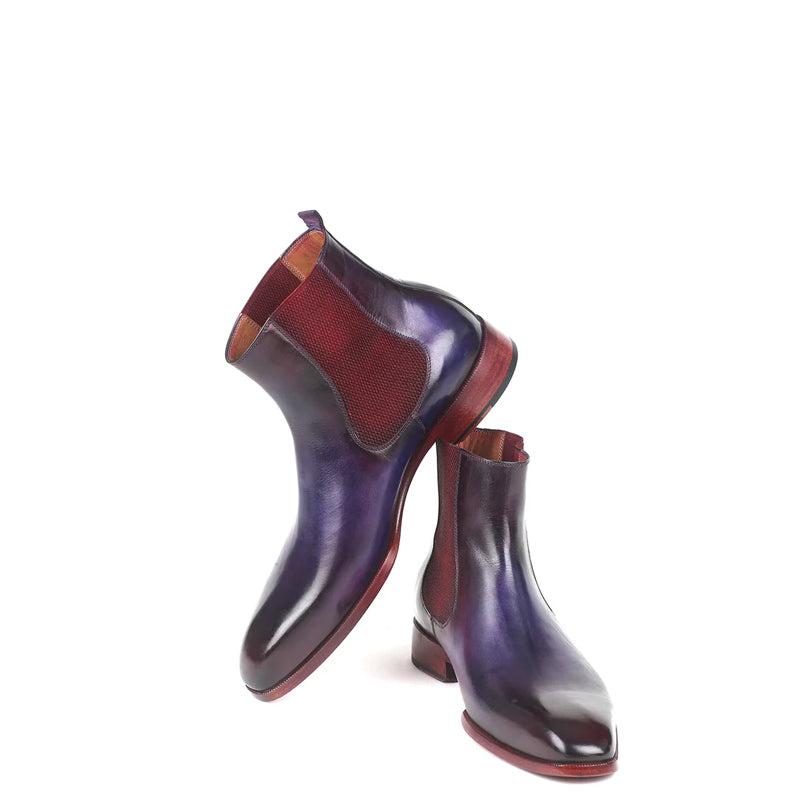 HandPainted Solid Leather Chelsea Boot Black and