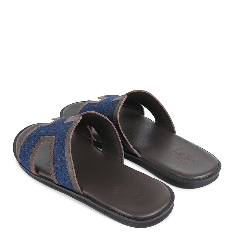 Luxury H-Style Leather Sky Slipper For Men