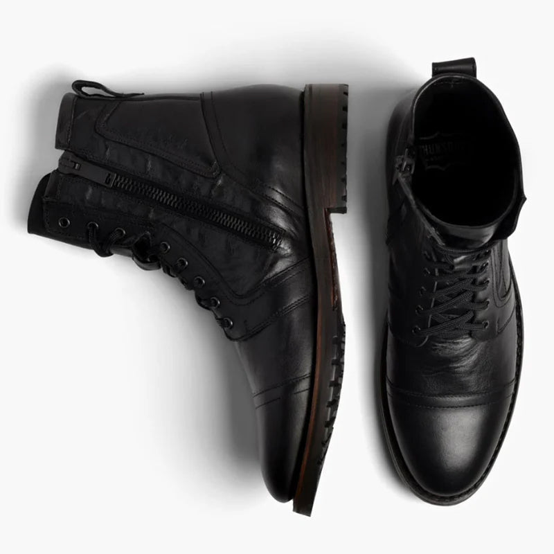 Leather Zip Up High Ankle Boots