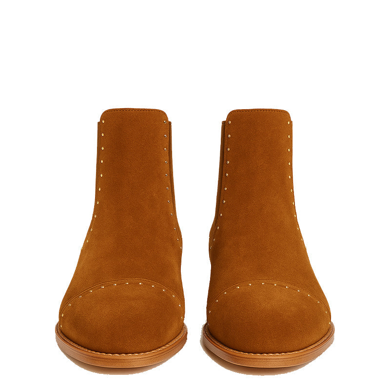 Mens Chelsea Spike Cap Toe Ankle Boots