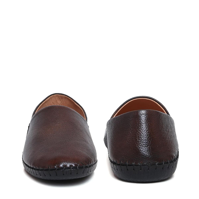 Men Textured Casual Leather Black Loafer
