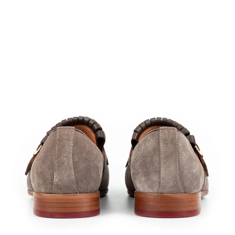 Suede Handmade Leather Single Monk Straps Green Shoe