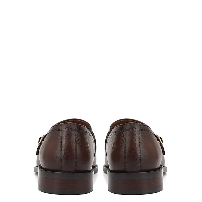 Polished Leather Textured Formal Double Monk Shoe