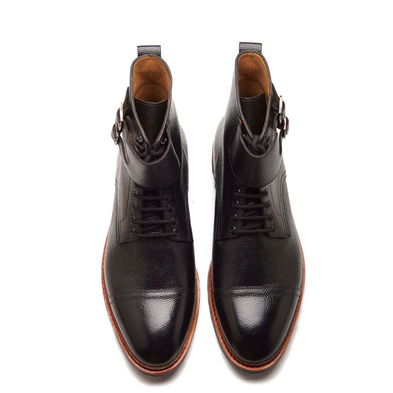 Leather Combat Lace Up High Ankle Boots