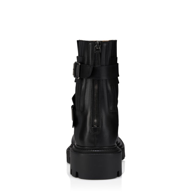 Luxury Polished Leather Boot with Dual Buckle Straps