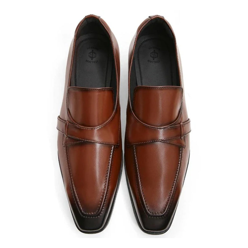 Classic Design Polished Shiny Leather Brown Loafer