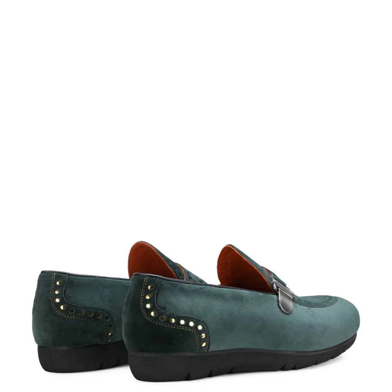 Luxury Design Velvet Suede Buckle Green Loafer