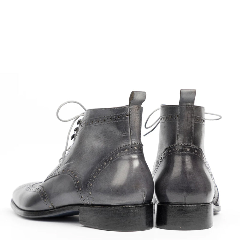 Men Dual Tone Leather Wingtip Brown and Blue Ankle Boot