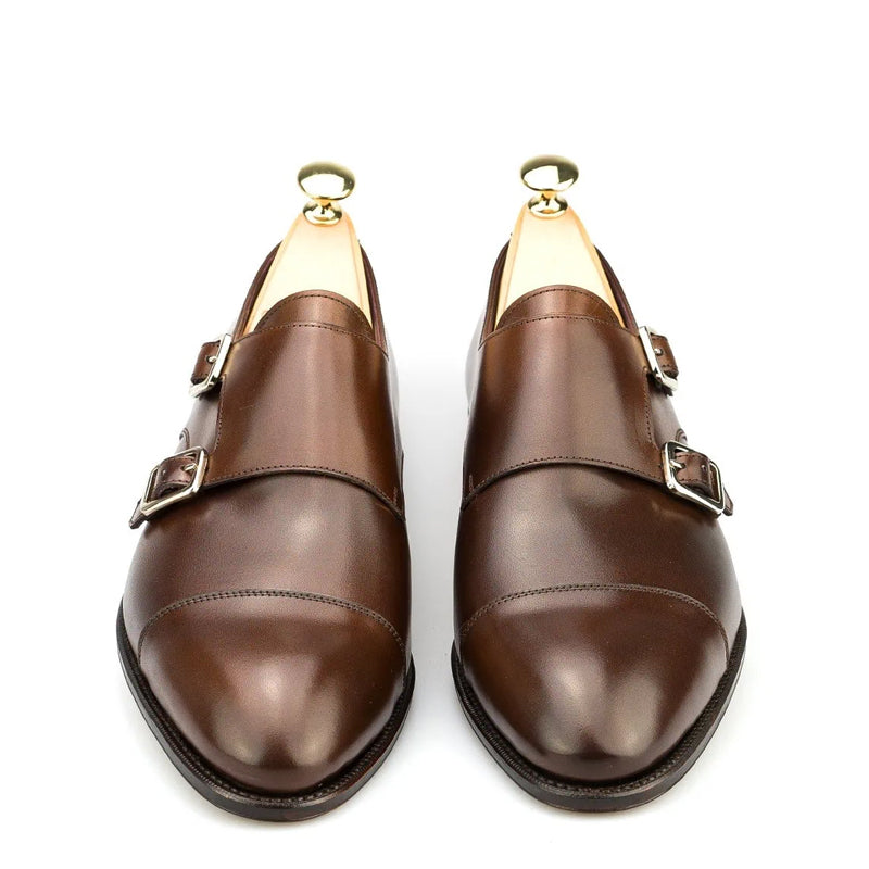 Premium Captoe Leather Double MonkStrap Shoe Brown