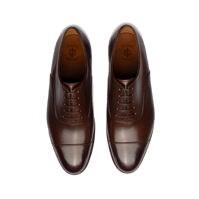 Plain Classic Captoe Leather Oxford Shoe Burgundy