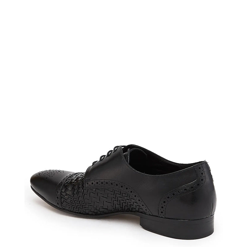 Men Handmade Leather Woven Textured Oxford Shoe