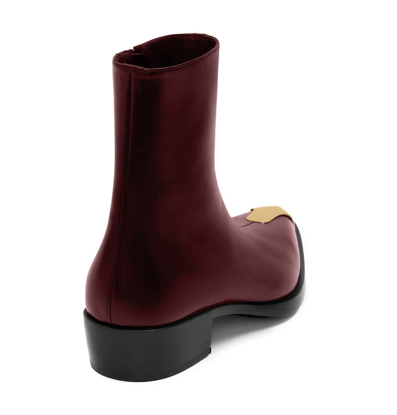 Punk Leather Boots Golden Toe