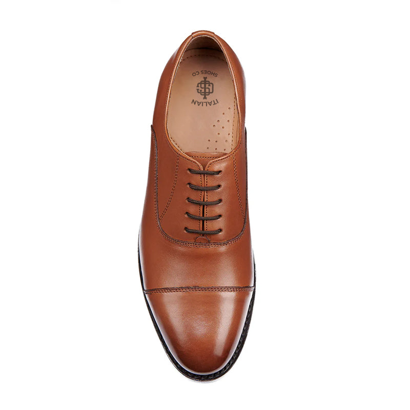 Classic Design Leather Cap Toe Oxford Shoes