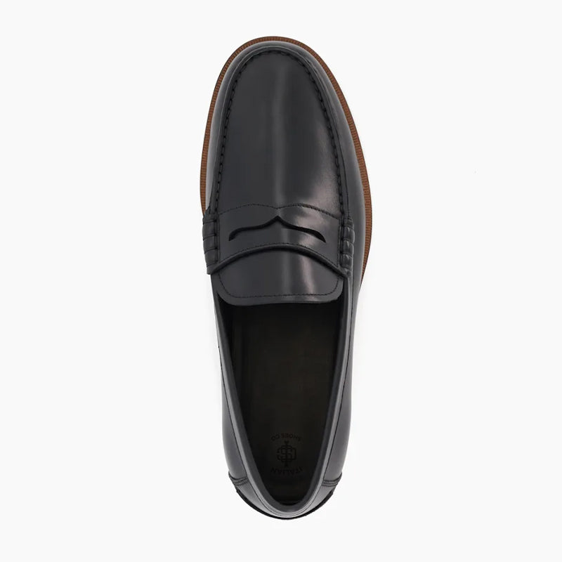 Leather Penny Trim White Loafer For Men