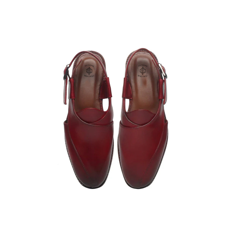 Leather Cross Strap Slip-On Comfort Peshawari Brown Sandal