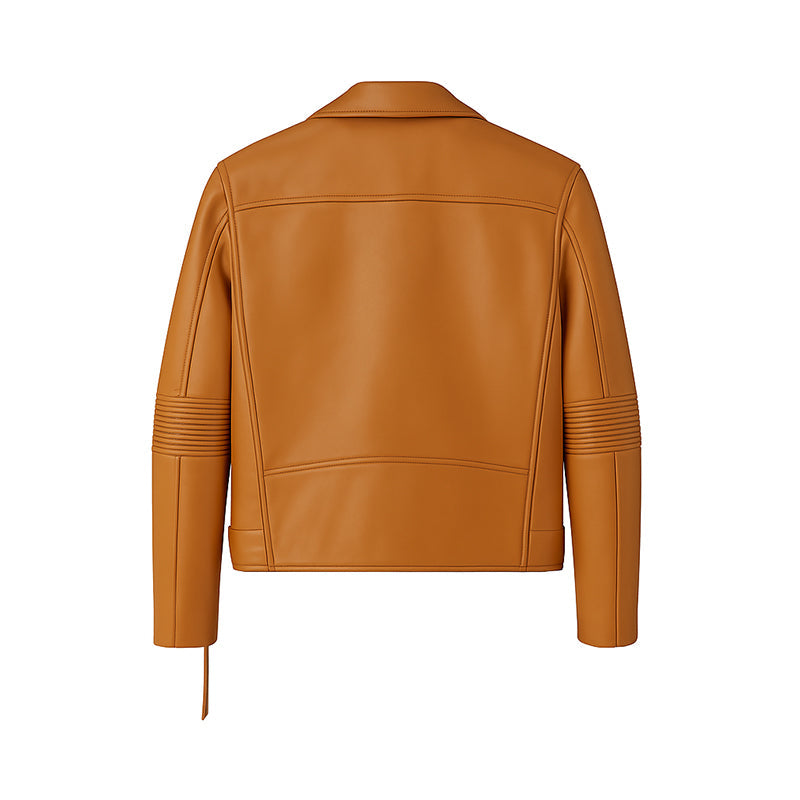 Men s Brown Leather Biker Jacket with Zippers