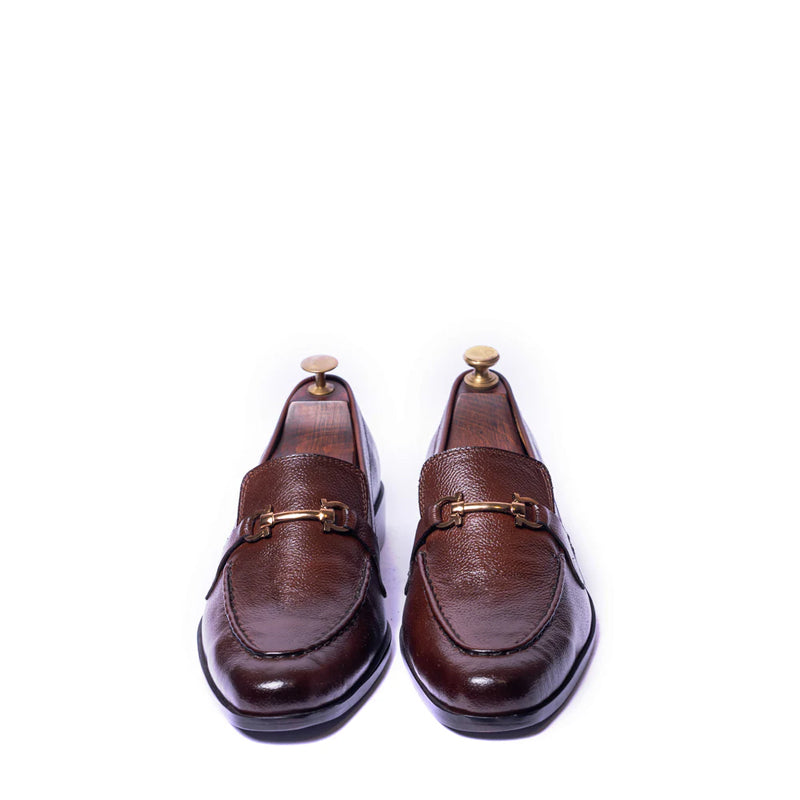 Polished Shiny Leather Horsebit Buckled Loafer