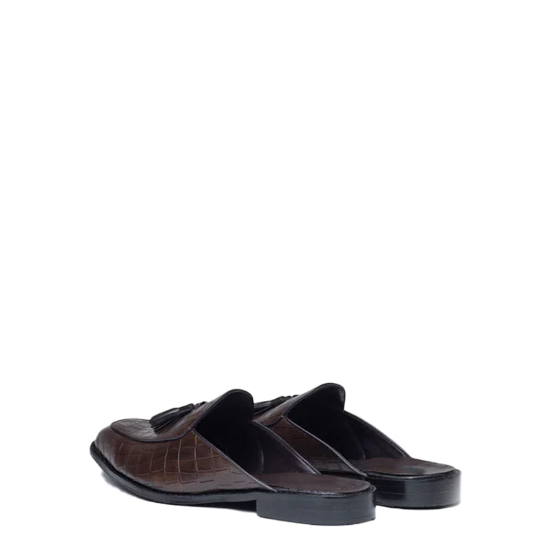 Croco Slip-On Leather Mule