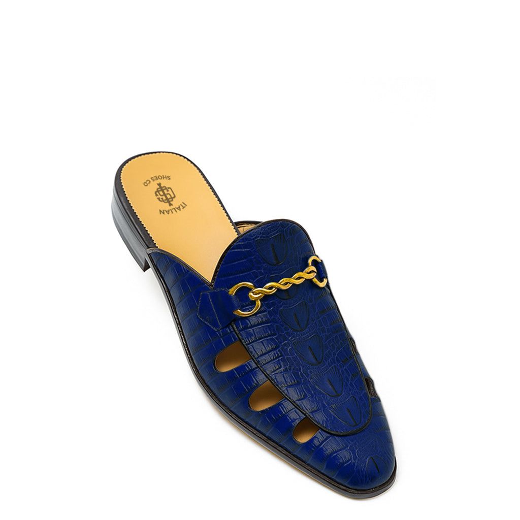 Embellished Textured Leather Mule