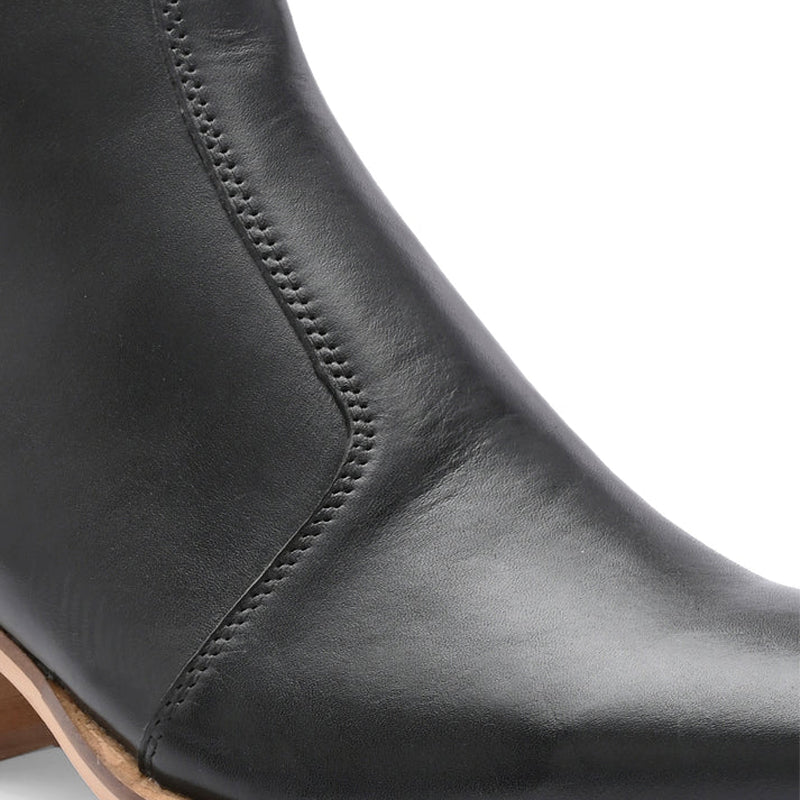 Polished Leather High Heel Side-Zipper Boot