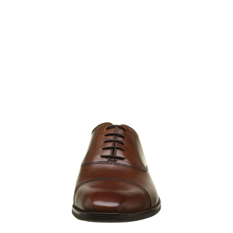 Men Solid Leather Lace Up Oxford Shoes