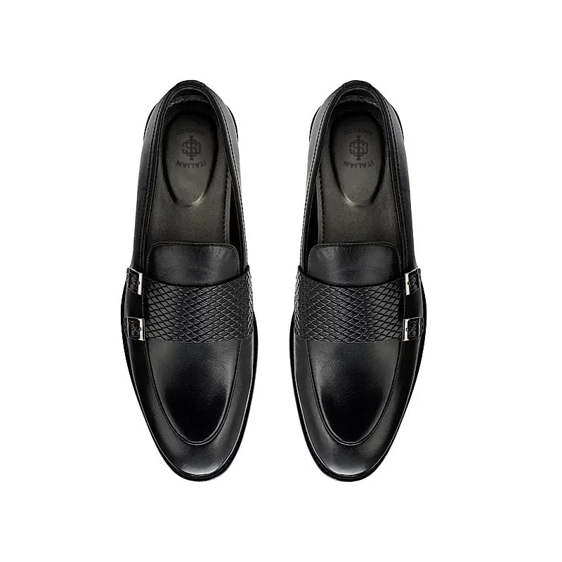Polished Leather Textured Formal Double Monk Shoe