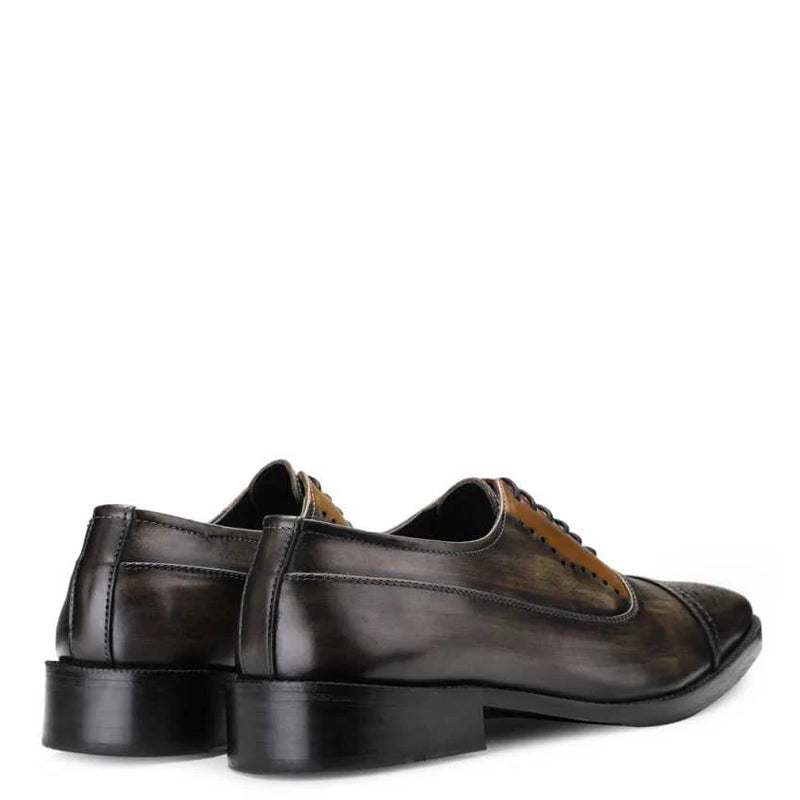 Espresso Medallion Captoe Leather Oxford Shoe