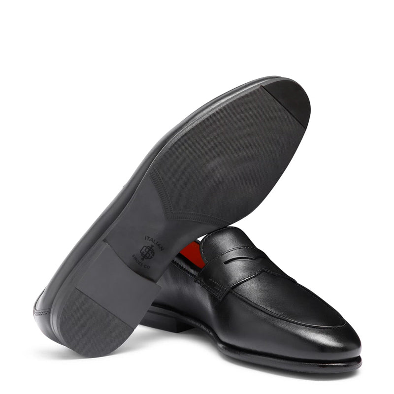 Penny Solid Leather Carlo Blue Loafer