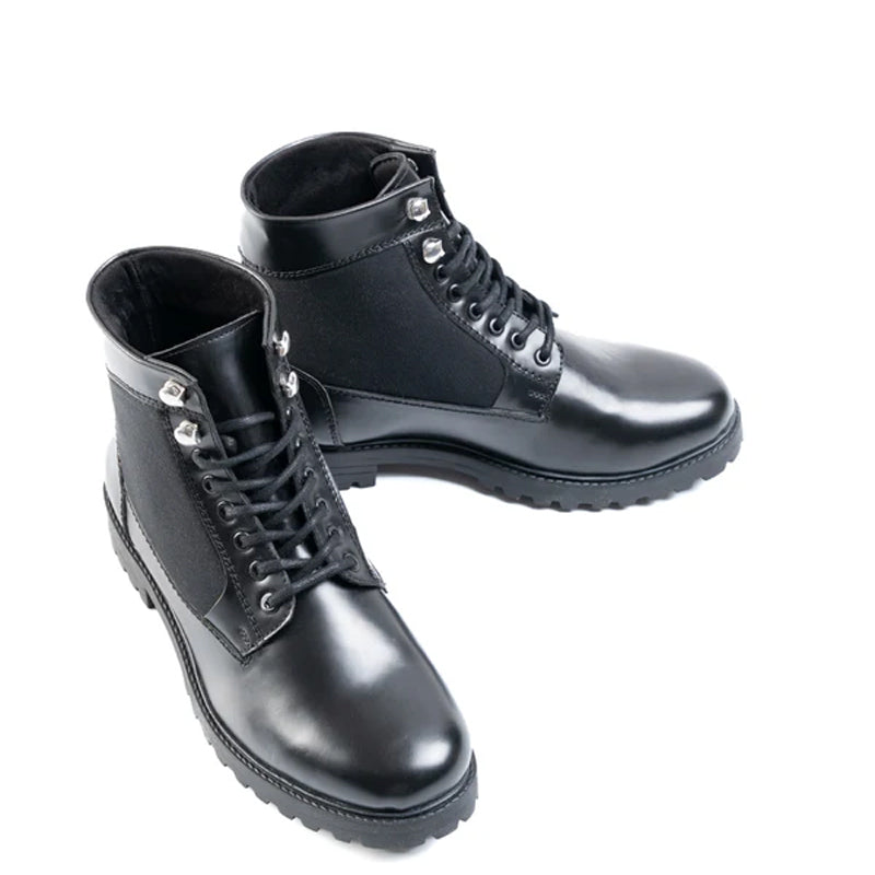 Luxury Mid-Top Solid Leather Ankle Boot