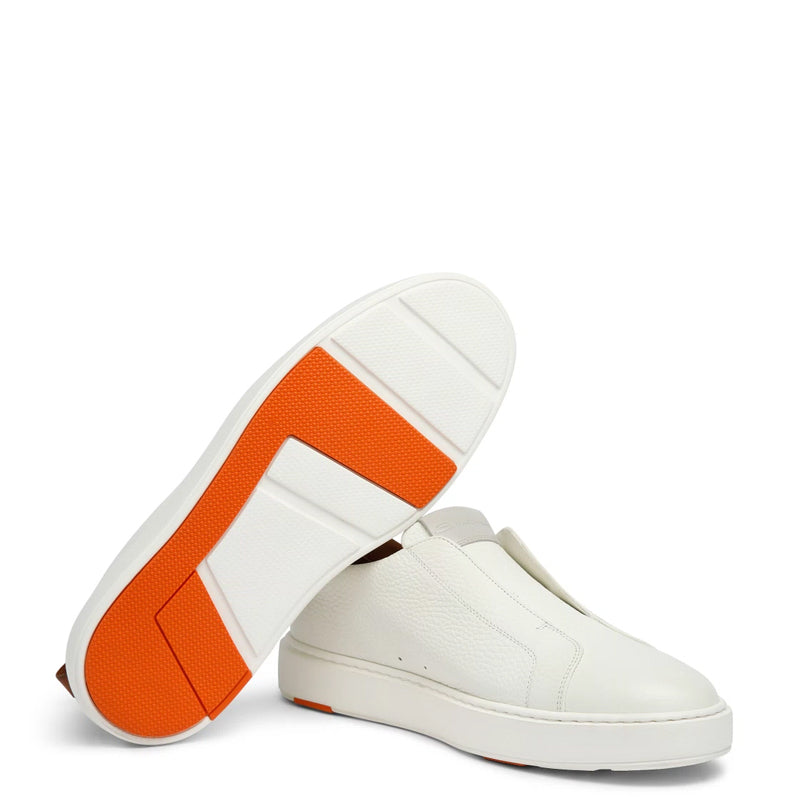 Men Tumbled Leather Slip On Sneakers