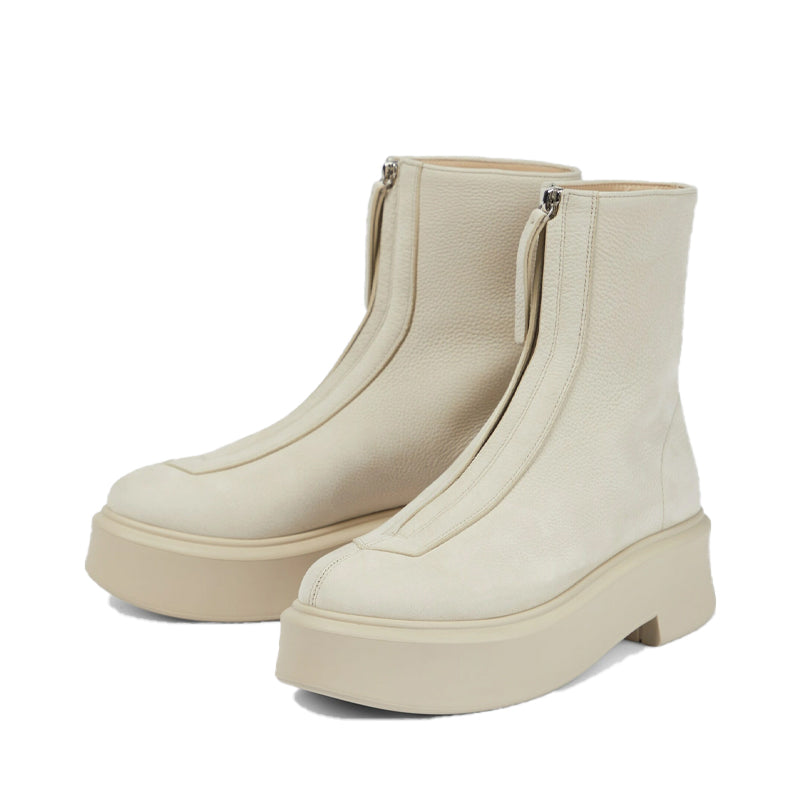Premium Leather Row Zipped Front Ankle Beach Boot