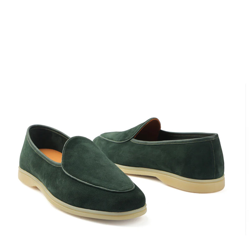 Suede Leather Solid Brown Loafer For Men