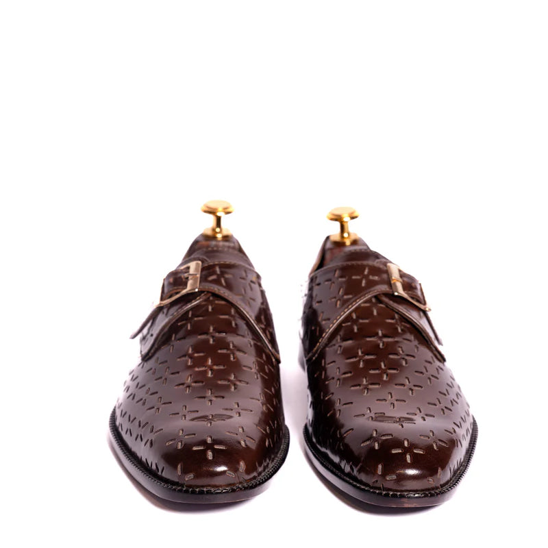 Luxury Design Shiny Leather Single Monk Strap Shoe