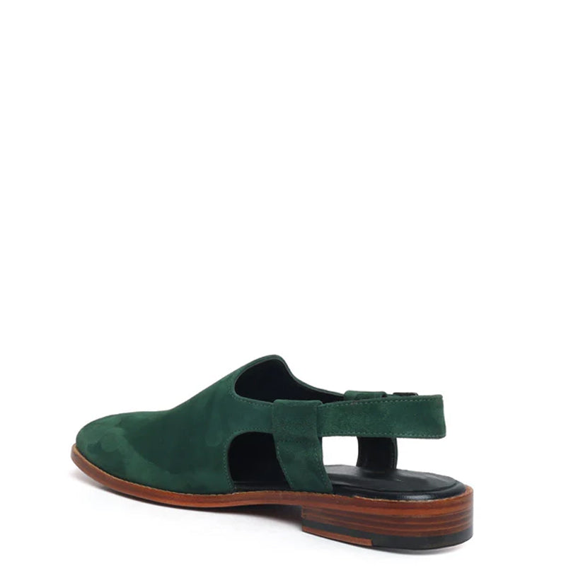 Suede Handmade Leather Peshawari Green Sandal