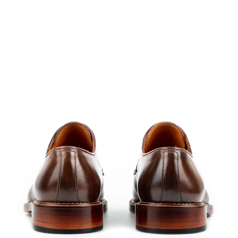 Handpainted Crust Leather Split Toe Derby Shoe Cherry