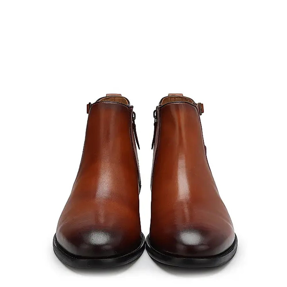 Luxury Leather Chelsea Boots With Side Double Buckle