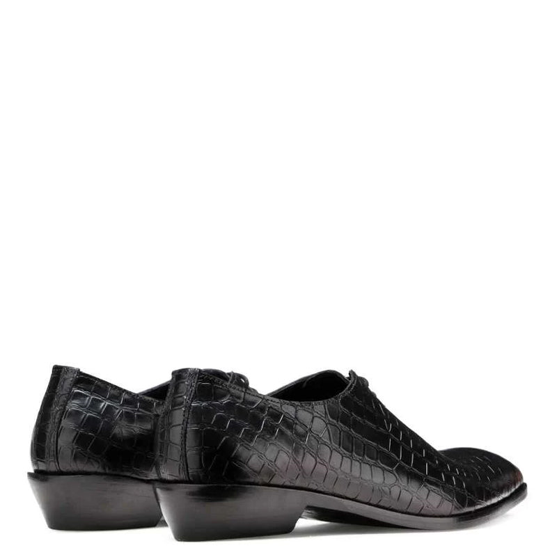 Men Handmade Croco Texture Leather Oxford Shoe