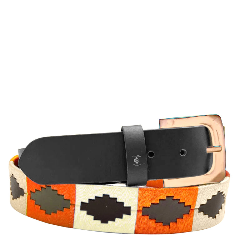 Men Stile Polo Leather Gold Buckle Belt