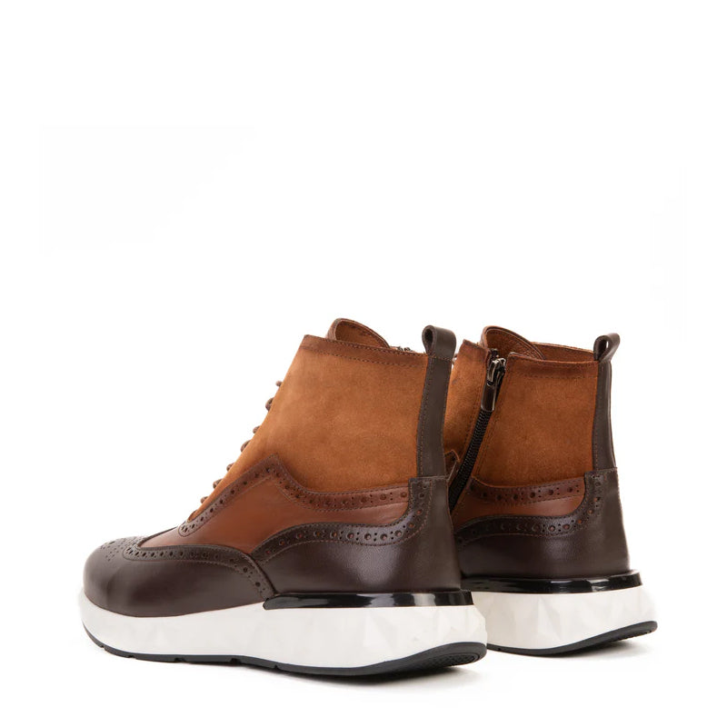 Premium Leather Lace-Up Wingtip Burgundy Boot
