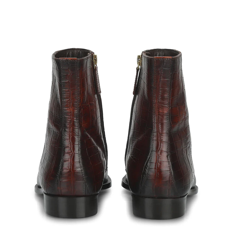Croco Embossed Leather High Chelsea Boots