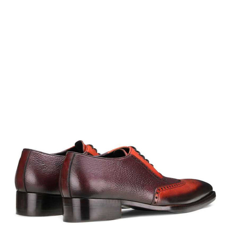 Celestia Wingtip Dual Tone Leather Oxford Burgundy Tan Shoe