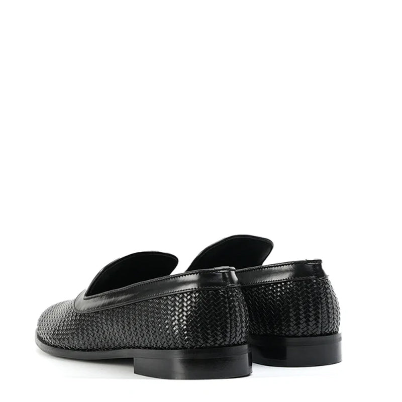 Woven Slip On Leather Loafer For Men