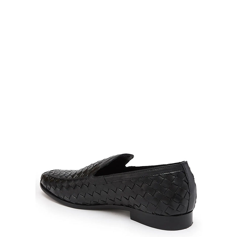 Men Woven Textured Handmade Pure Leather Loafer
