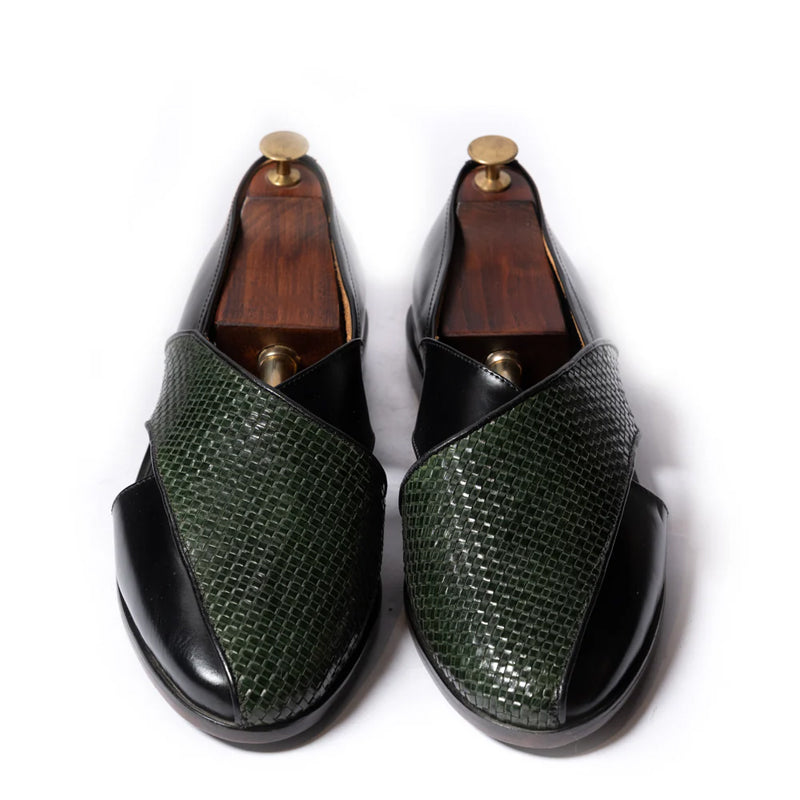 Woven Texture Shiny Leather Peshawari Sandal