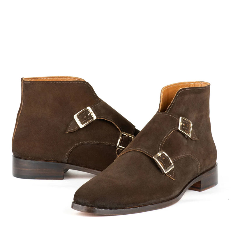 Classic Suede Leather Double Monkstraps Ankle Boot
