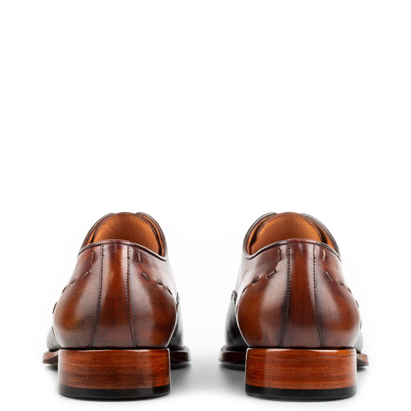 Polished Leather Handmade Oxford Shoe Olive