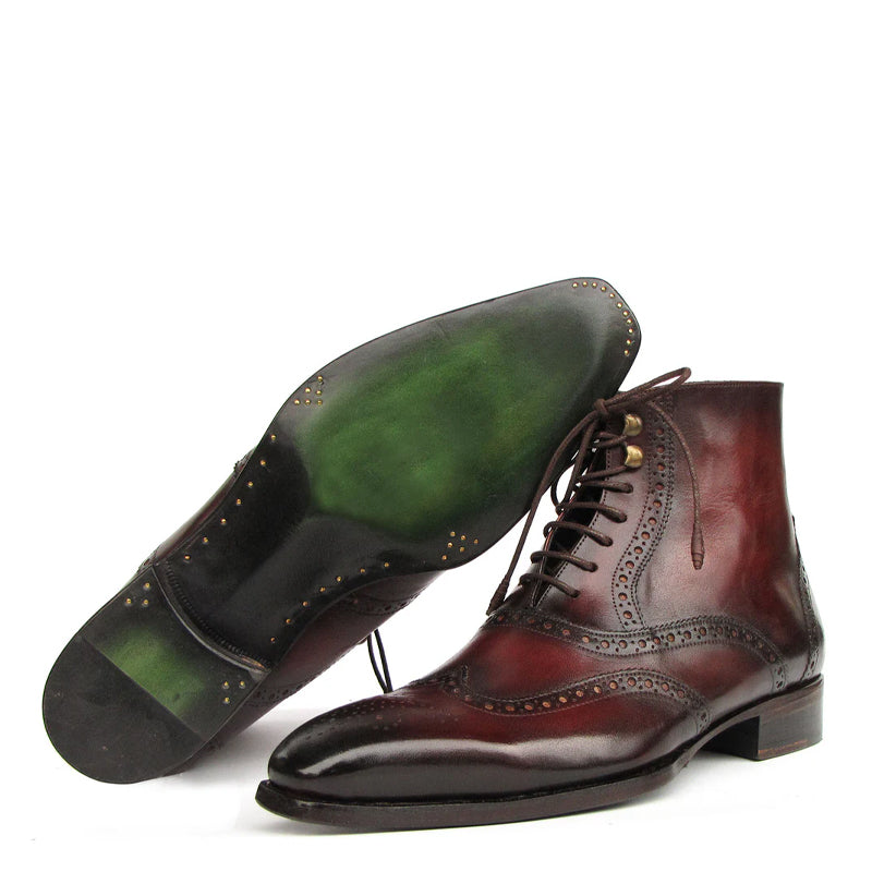 Premium Leather Lace Up Wingtip High Ankle Boots